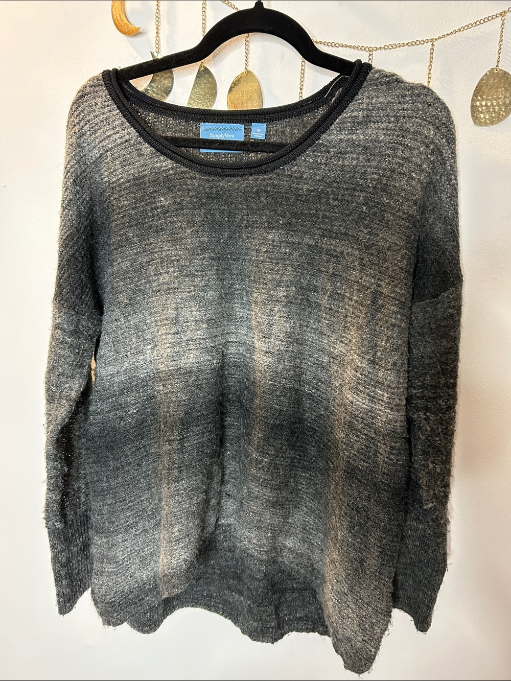 Simply Vera Gray Ombre Scoop Neck Pullover